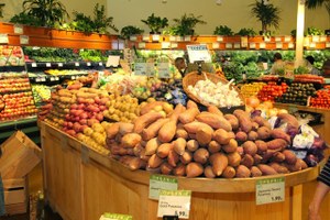 produce display at a grocery store