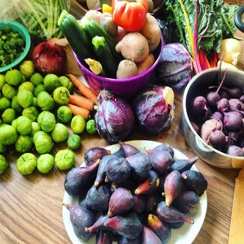 a variety of produce on a tabletop